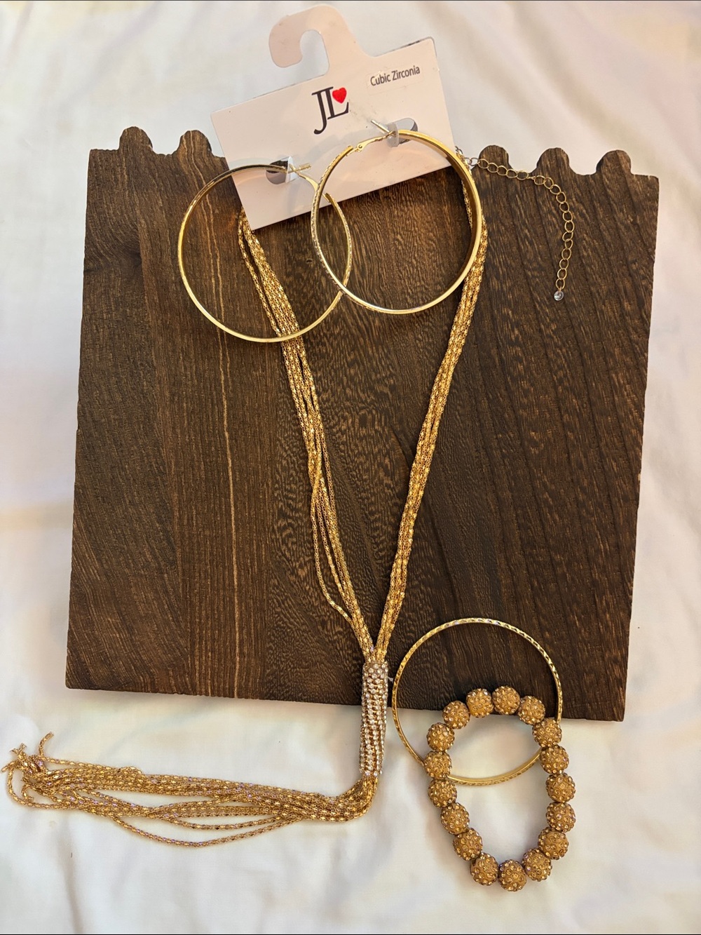 Gold-Tone Hoop Necklace, Earrings, and Bracelet Set